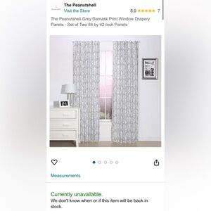 Peanutshell Gray White Damask Curtains